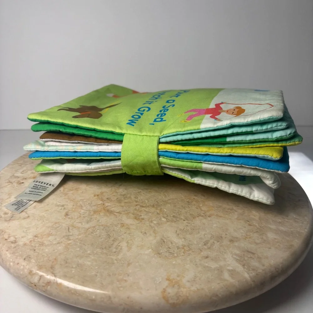 READ Lovevery Soft Cloth Book Green Plant a Seed Watch it Grow Organic Cotton‎
